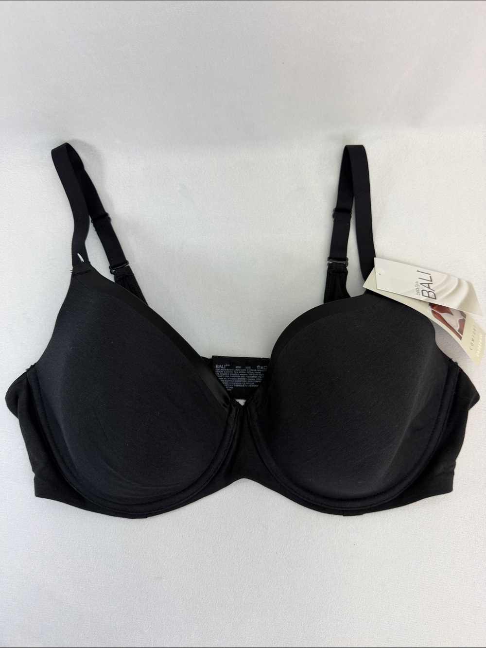Bali Comfort Black Seamless T-Shirt Underwire Bra